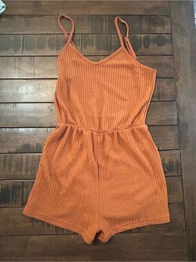 Rust Orange Textured One-Piece Romper